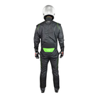 The back of the black and flo green SFI 3.2A/5 homologated K1 RaceGear GT-2 SFI Racing Suit.