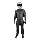 The front of the black and flo green SFI 3.2A/5 homologated K1 RaceGear GT-2 SFI Racing Suit.