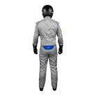 The back of the gray and blue SFI 3.2A/5 homologated K1 RaceGear GT-2 SFI Racing Suit.