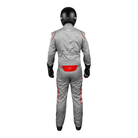 The back of the gray and red SFI 3.2A/5 homologated K1 RaceGear GT-2 SFI Racing Suit.