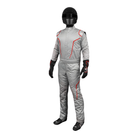 The front of the gray and red SFI 3.2A/5 homologated K1 RaceGear GT-2 SFI Racing Suit.