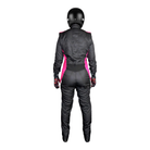 The back of the black and pink SFI 3.2A/5 homologated K1 RaceGear Layla SFI Women's Racing Suit.