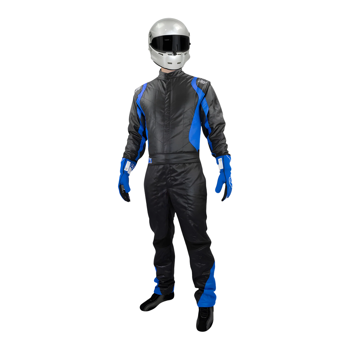 The front of the blue SFI 3.2A/5 homologated K1 RaceGear Precision II SFI Racing Suit.