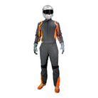 The front of the orange SFI 3.2A/5 homologated K1 RaceGear Precision II SFI Racing Suit.