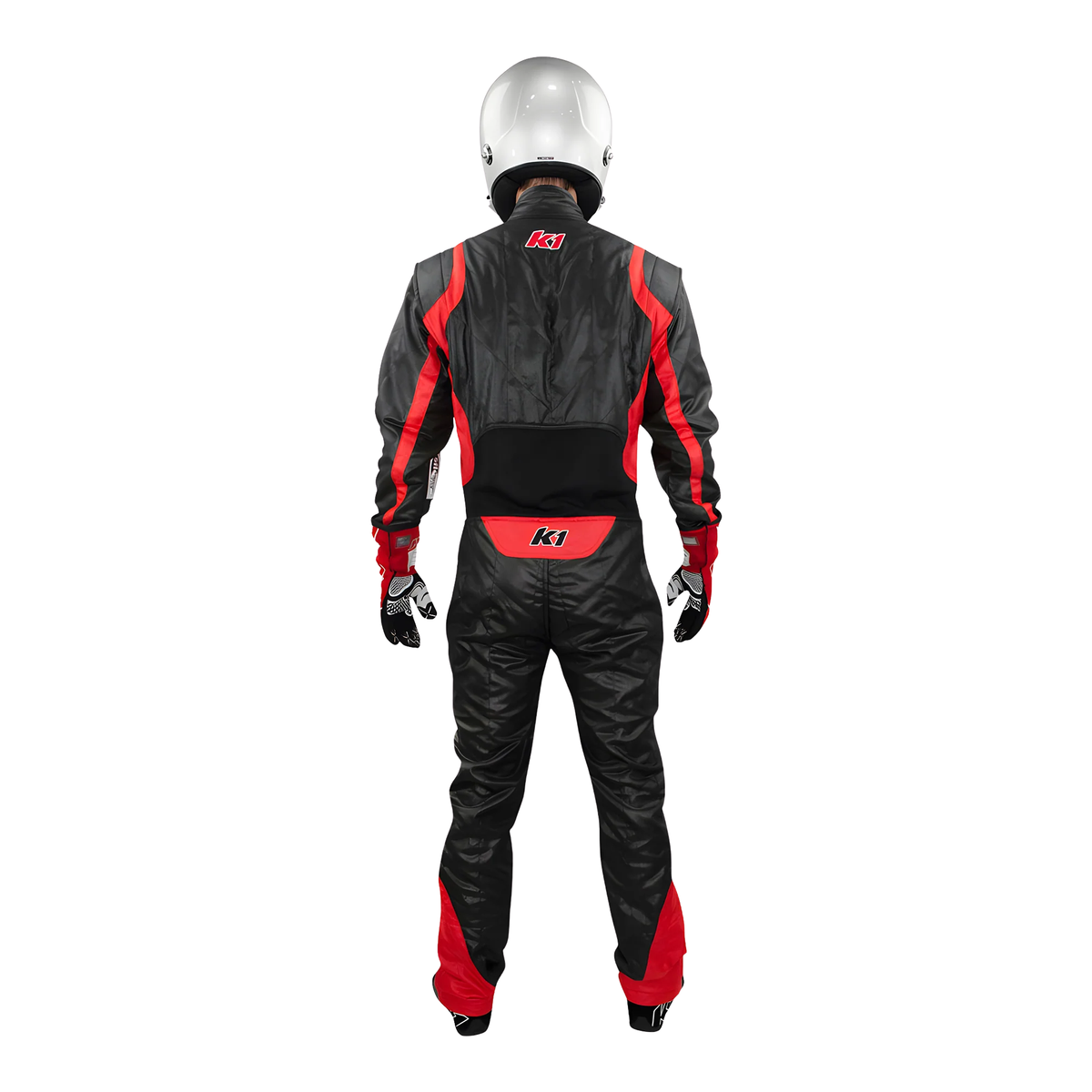 The back of the red SFI 3.2A/5 homologated K1 RaceGear Precision II SFI Racing Suit.