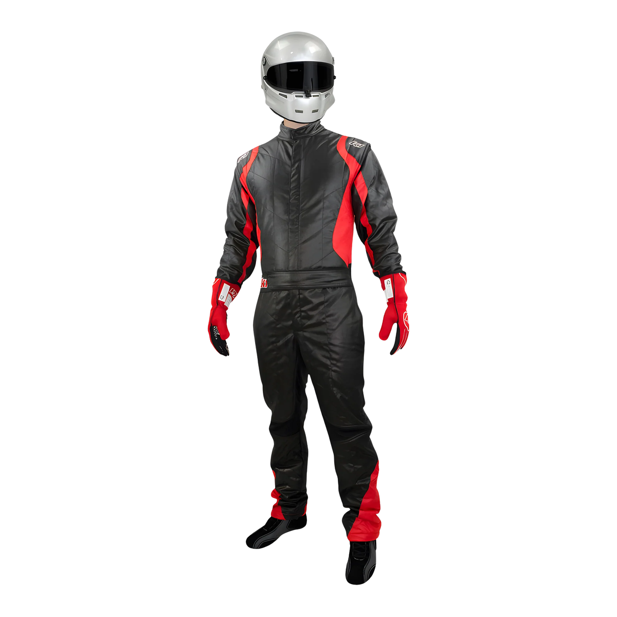 The front of the red SFI 3.2A/5 homologated K1 RaceGear Precision II SFI Racing Suit.