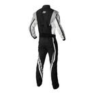 The back of the black, white and grey K1 Race Gear Victory SFI Racing Suit.