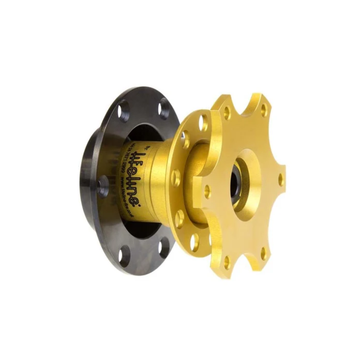 The 6-Point Gold, Bolt On Lifeline FIA Steering Wheel Quick Release.