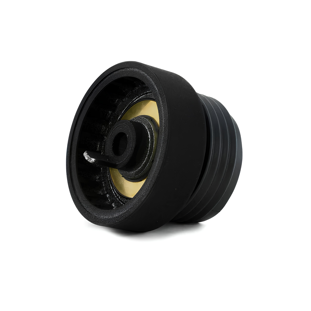 The back of the Momo 2006 Steering Wheel Adapter designed for all years of the BMW E30 3-Series (including M3), 1985-1988 E28 5-Series (including M5), 1987-1989 E24 6-Series, and 1985-1987 E23 7-Series.