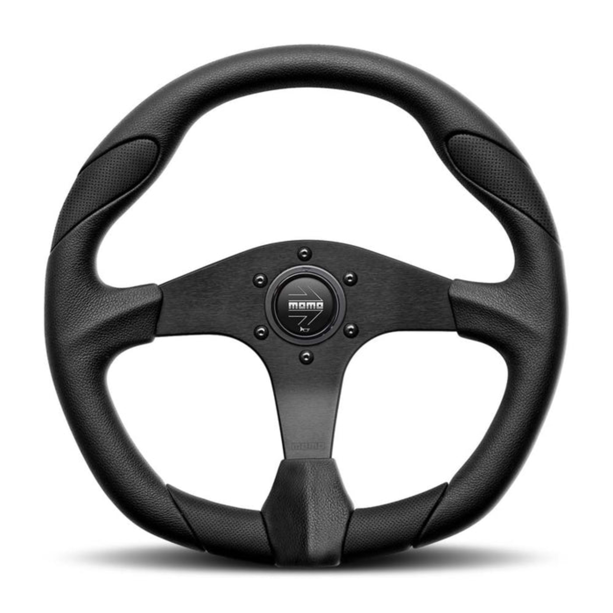 The black Momo Quark Steering Wheel.