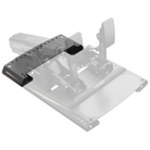 The Moza Racing mBooster Base Extension Plate for CRP2 Pedals with pedals, showing how the plate works.