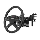 The steering wheel from the Moza Racing R5 Truck Driving Bundle from the side.