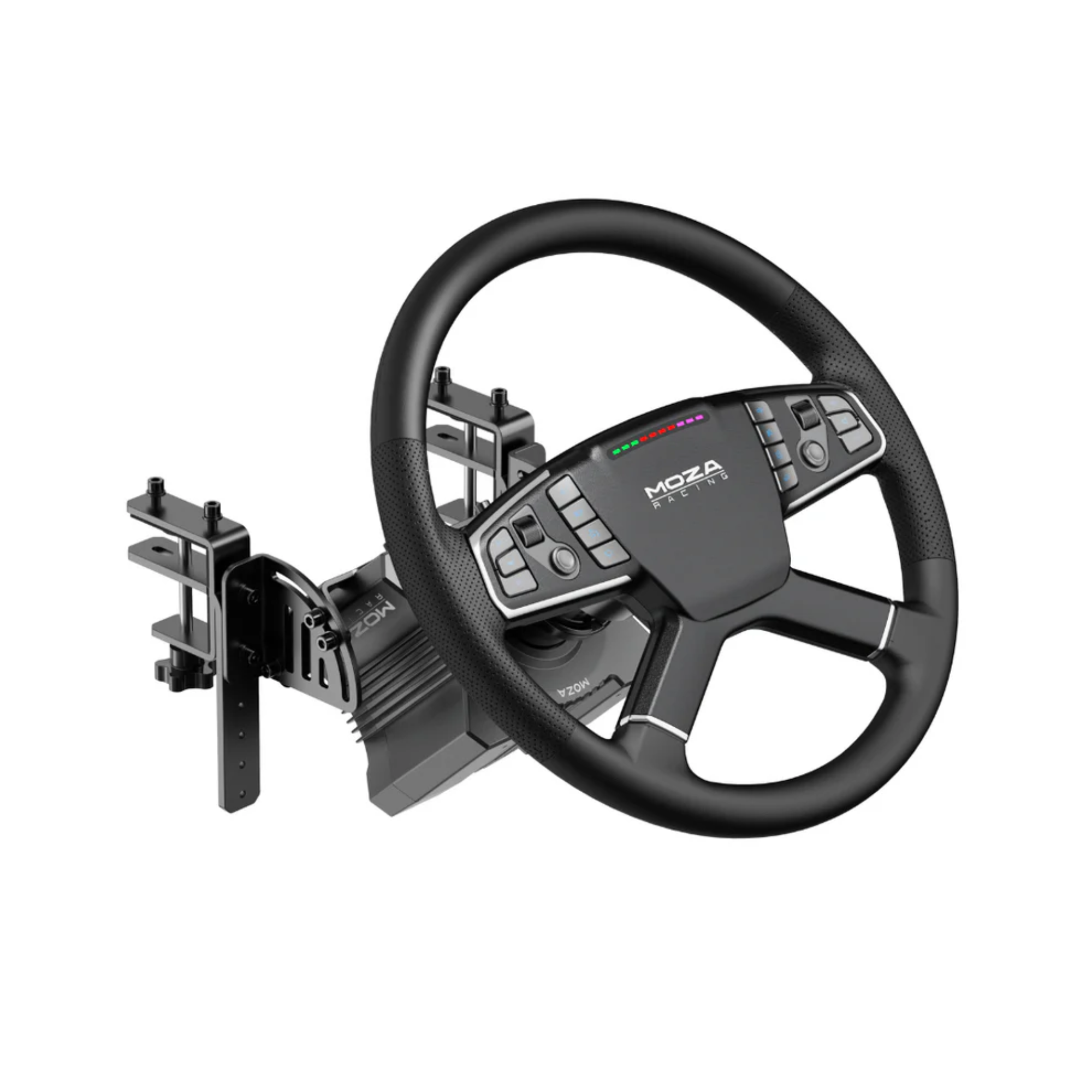 The steering wheel from the Moza Racing R5 Truck Driving Bundle.