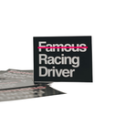 The Not Famous Racing Driver (NFRD) Stickers close up.