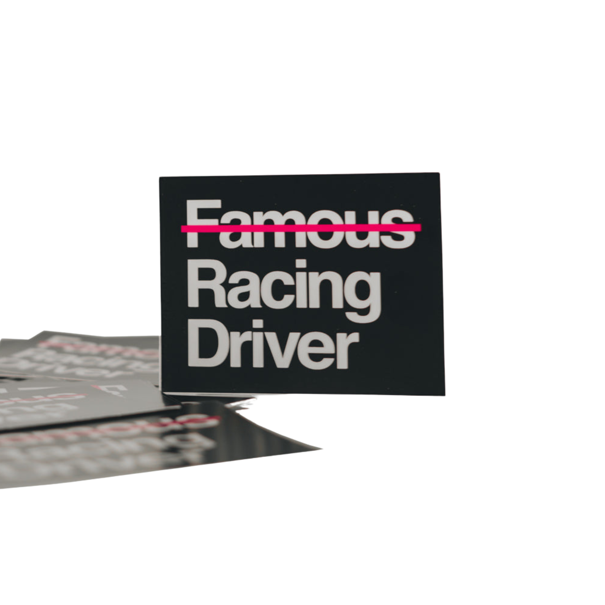 The Not Famous Racing Driver (NFRD) Stickers close up.