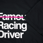 The Not Famous Racing Driver T-Shirt close up.