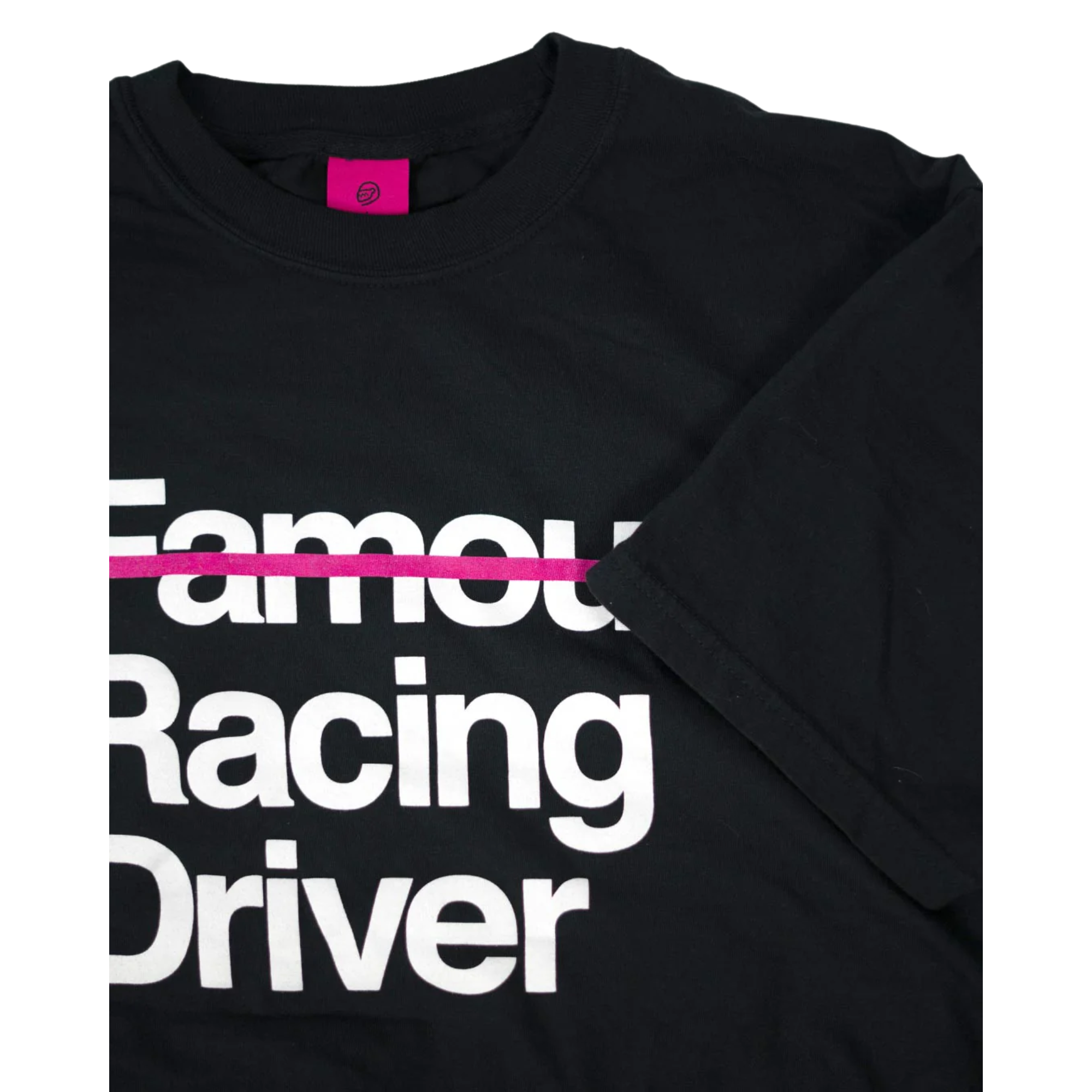 The Not Famous Racing Driver T-Shirt showing the graphic close up.