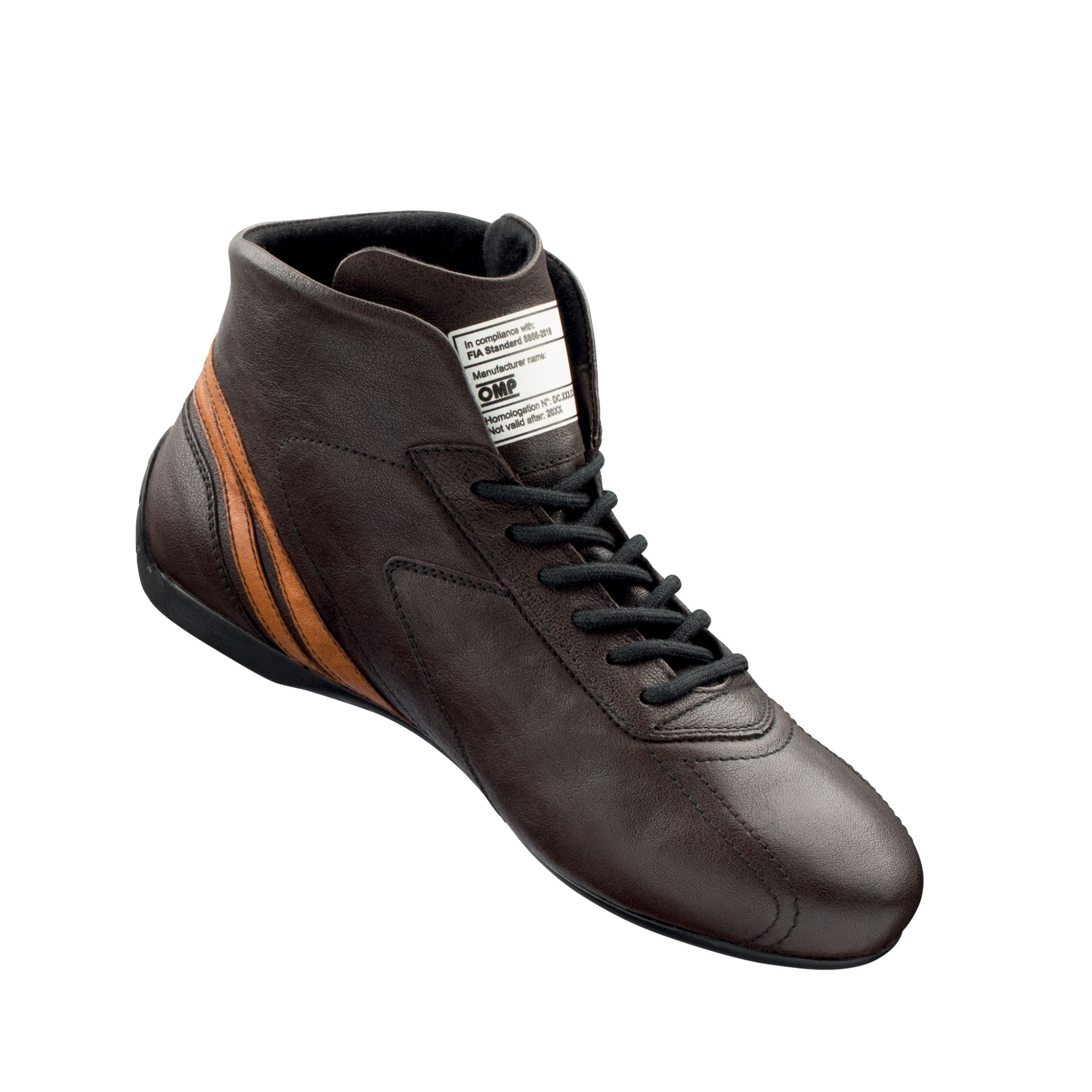 The dark brown OMP Carrera Low Racing Shoes.