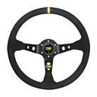 The black suede OMP Corsica Steering Wheel with black spokes.