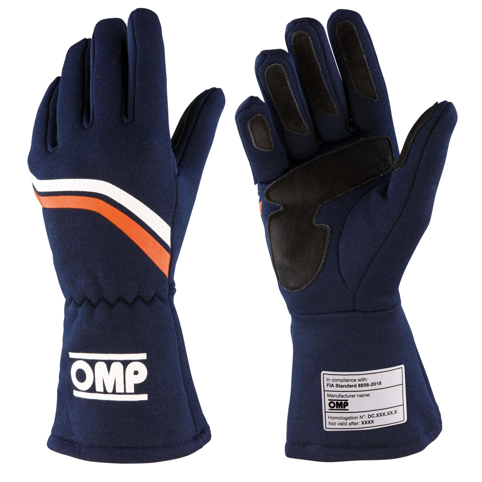 The navy 2024 model OMP Dijon Racing Gloves.