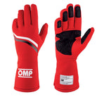 The red 2024 model OMP Dijon Racing Gloves.