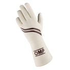 A single white 2024 model OMP Dijon Racing Glove.