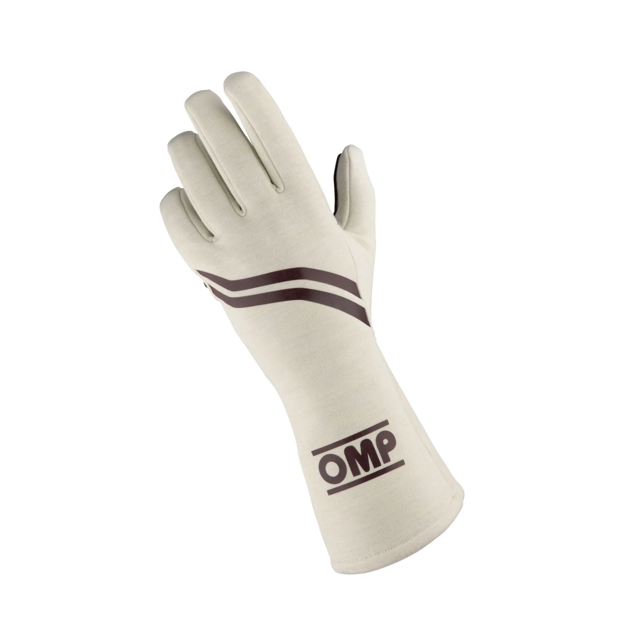 The back of the cream OMP Dijon Racing Gloves from OMP.