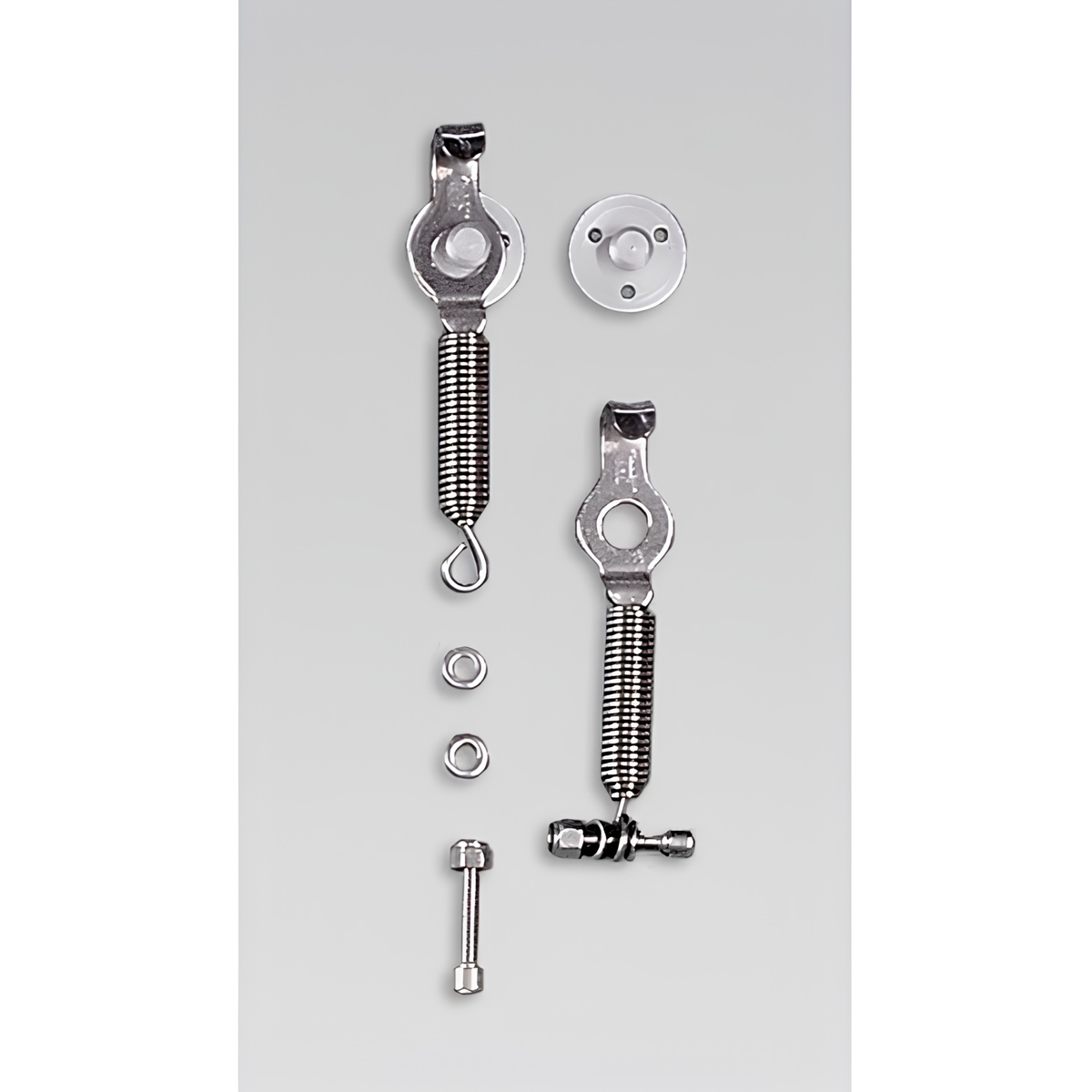 The OMP EB/491 Stainless Steel Spring Clips on a grey background in the motorsports showroom.