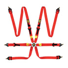 The red OMP First 2 Racing Harness.
