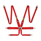 The FIA 8853-2016 rated red OMP First 3+2 Racing Harness.