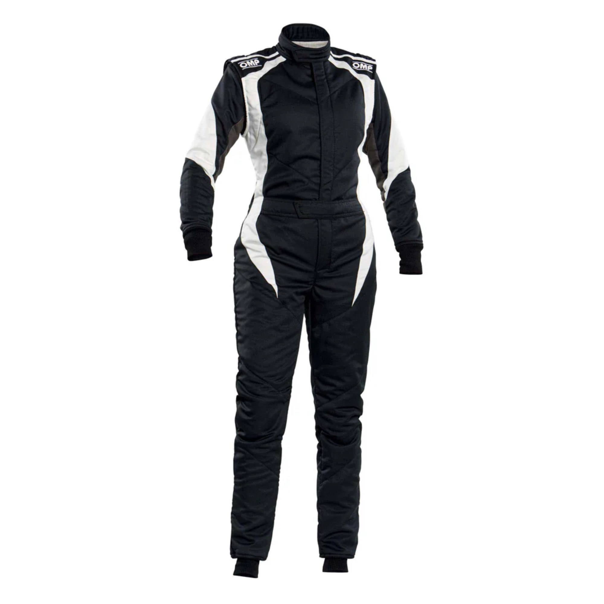 The black and white OMP First Elle Ladies Racing Suit from OMP.