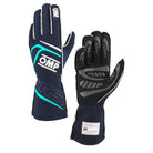 The FIA 8856-2018 homologated navy and tiffany OMP First Fire Resistant Racing Gloves.