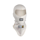 The white OMP First Racing Balaclava.