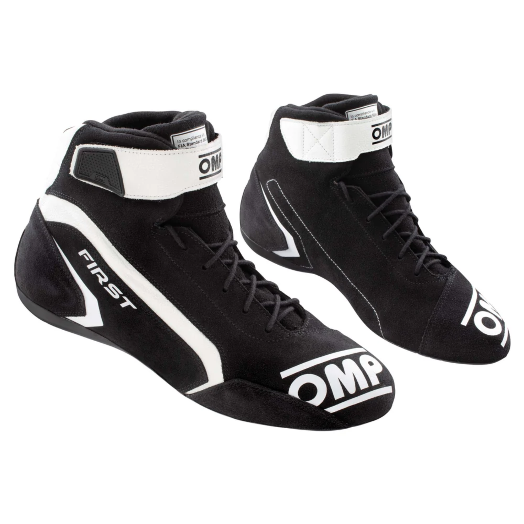 The black and white OMP First v2 Racing Shoes.