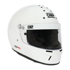 The white OMP GT-EV Racing Helmet - SA2025 at an angle.