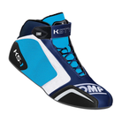 The blue and cyan OMP KS-1 Karting Shoes from OMP.