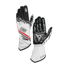 The white, black and red OMP KS-2 Art Karting Gloves.