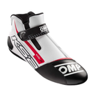 The white and black OMP KS-2 v2 Karting Shoes at an angle.