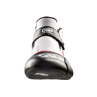 The white and black OMP KS-2 v2 Karting Shoes from the front.
