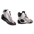 The white and black OMP KS-2 v2 Karting Shoes showing the heel at an angle and the sole.