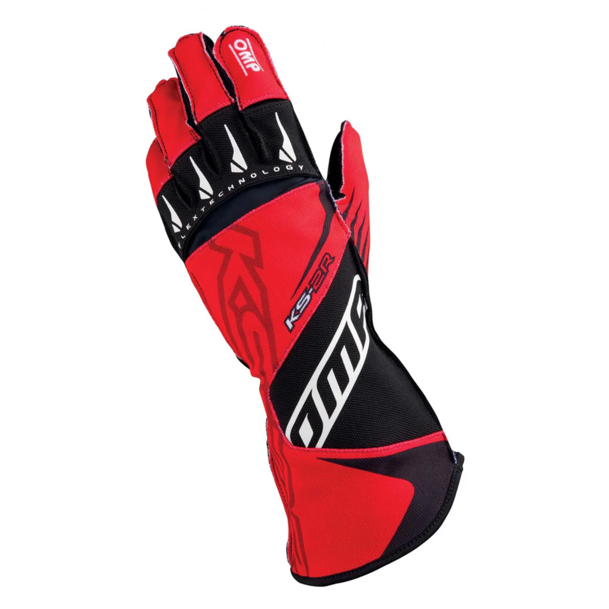 A single red and black OMP KS-2R Karting Glove.