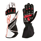 The white and red OMP KS-2R Karting Gloves.