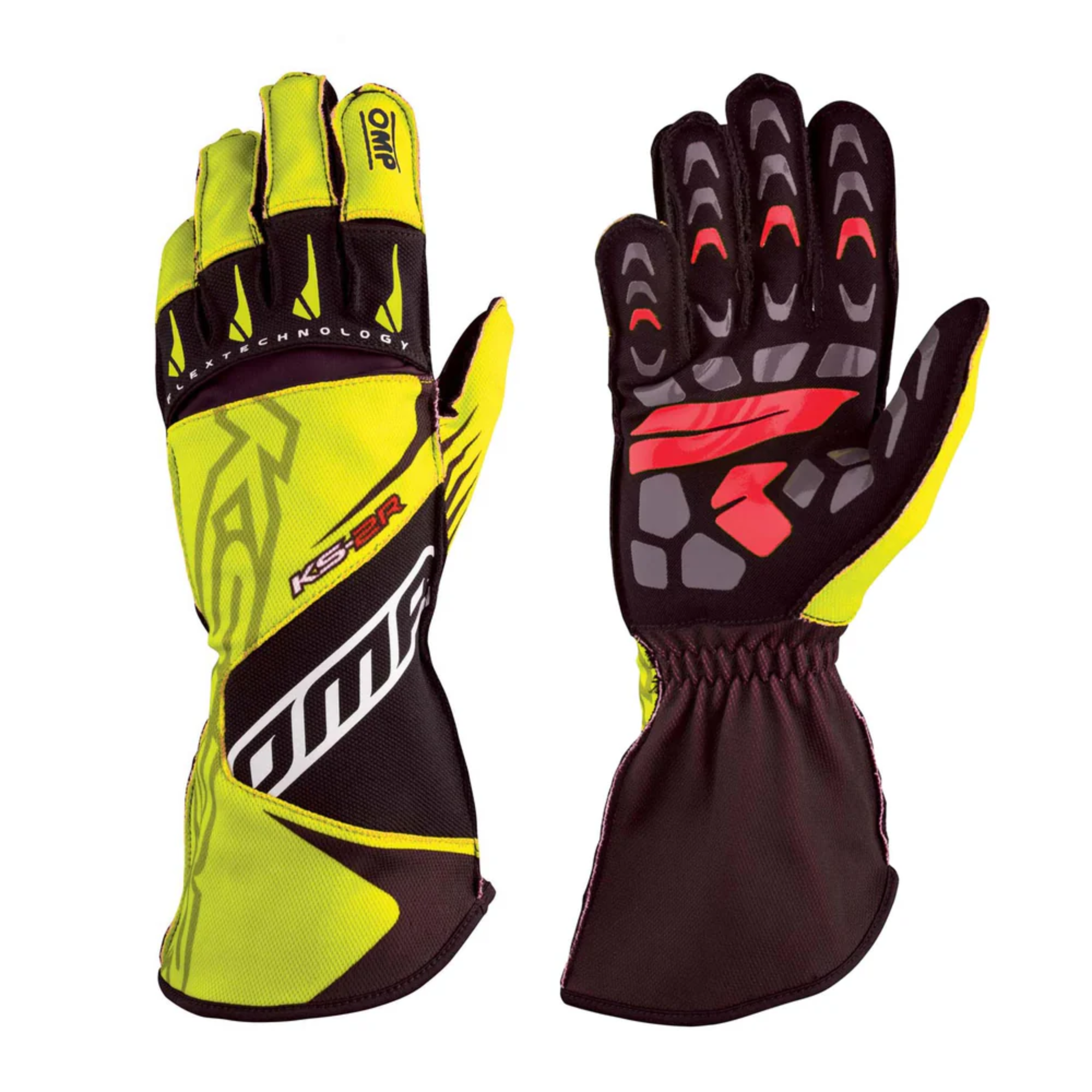 The yellow and black OMP KS-2R Karting Gloves.