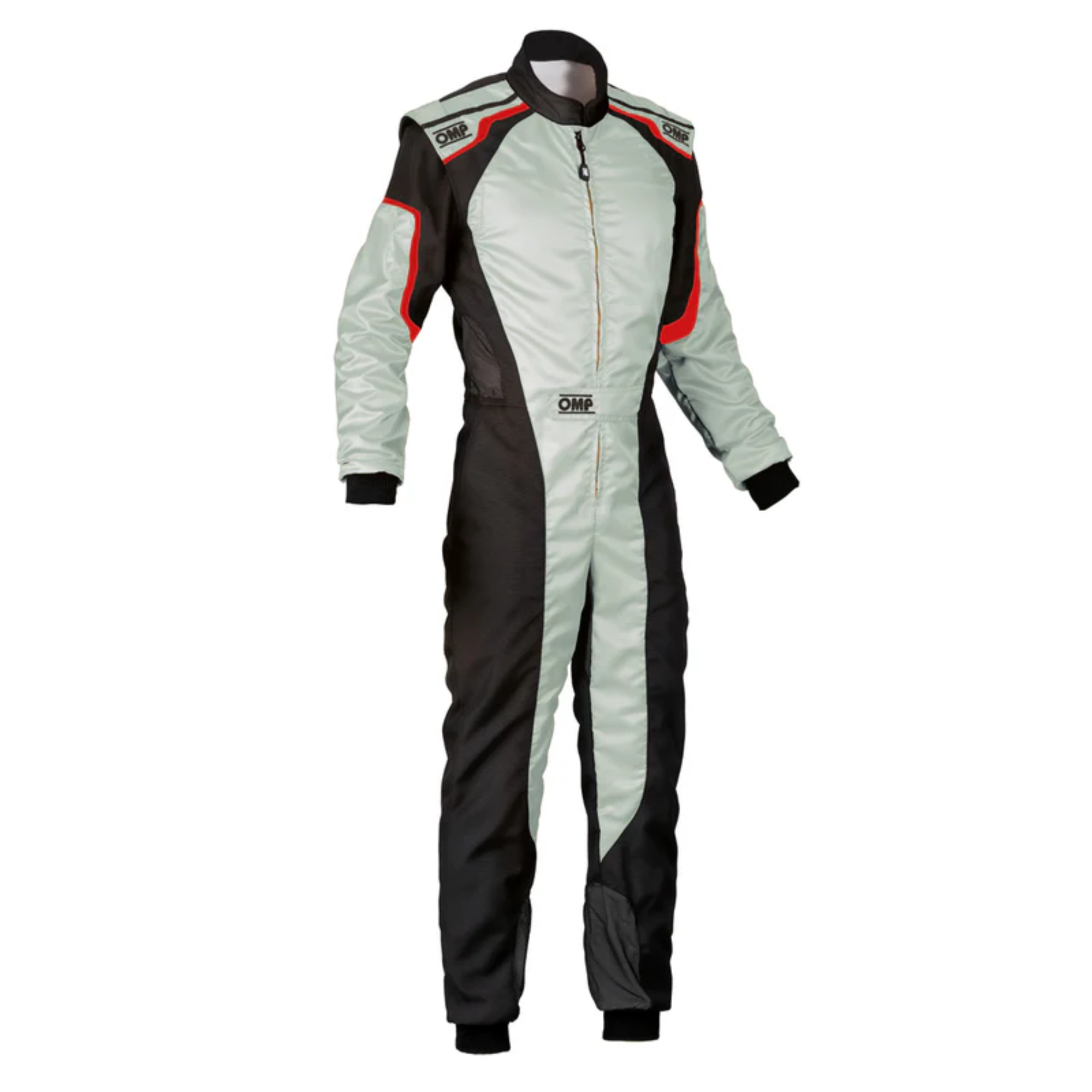 The silver and black OMP KS-3 Kart Racing Suit.
