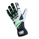 A single black, green and white OMP KS-3 Karting Glove.