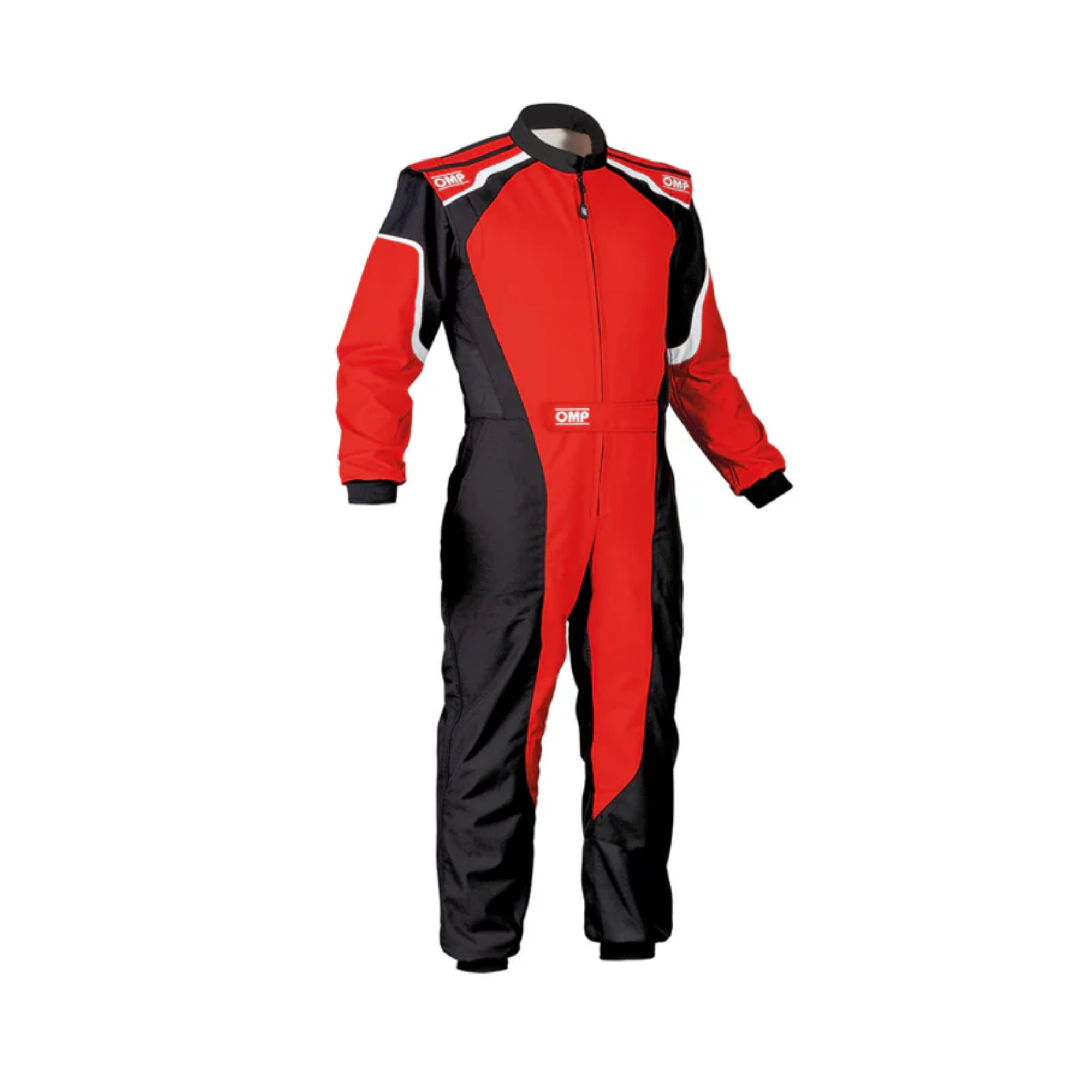 The red and black OMP KS-3 Youth Kart Racing Suit.