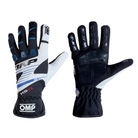 The black, blue and whiteOMP KS-3 Youth Karting Gloves.