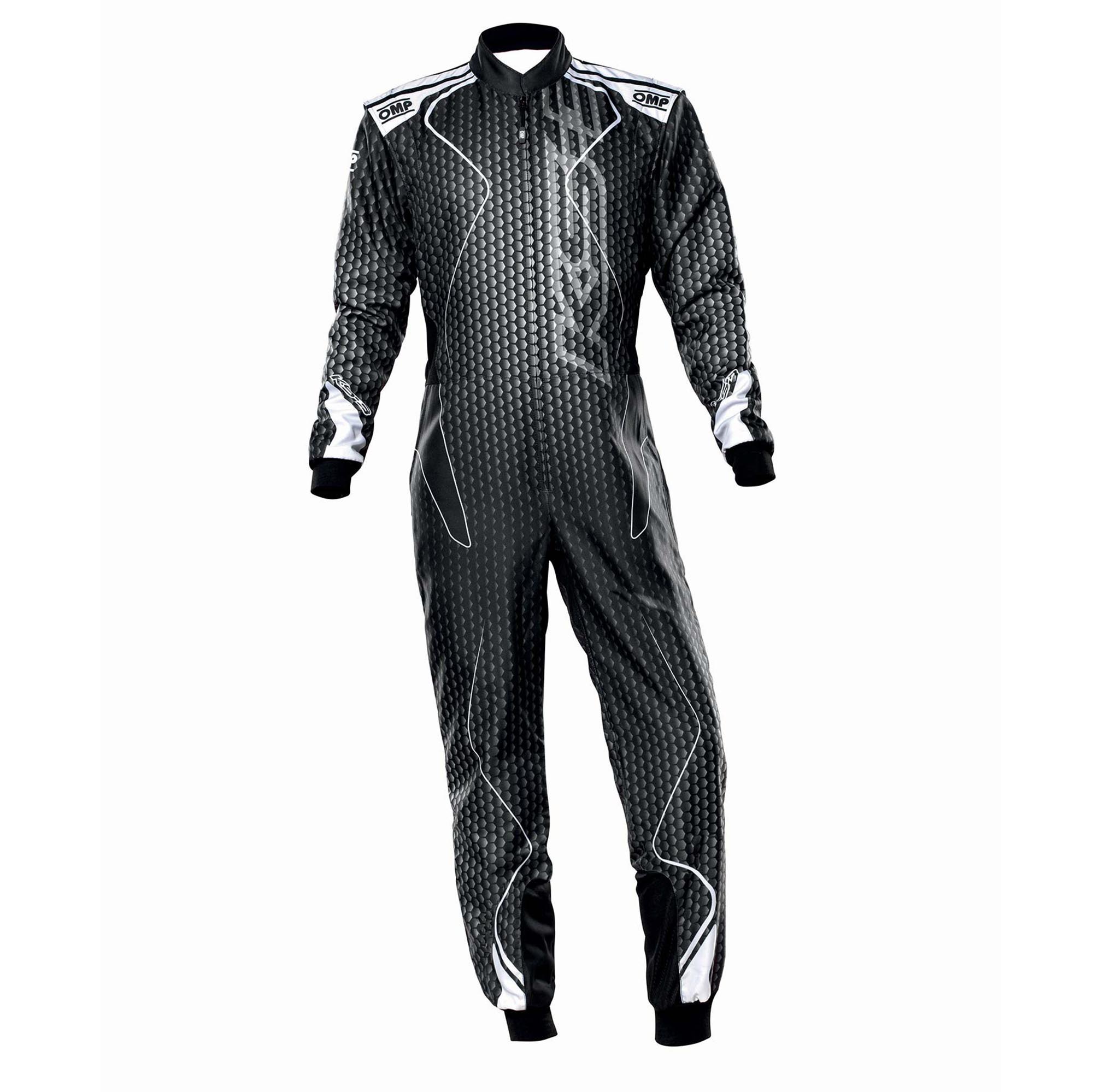 The black and silver OMP KS-3R Art Kart Racing Suit.