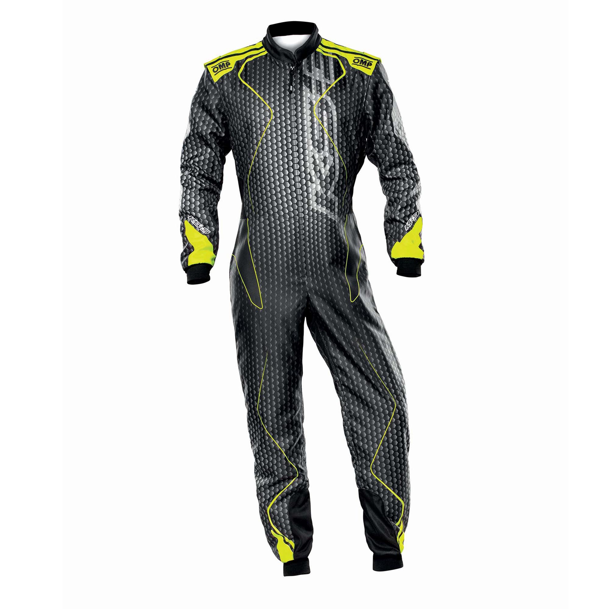 The black and yellow OMP KS-3R Art Kart Racing Suit.