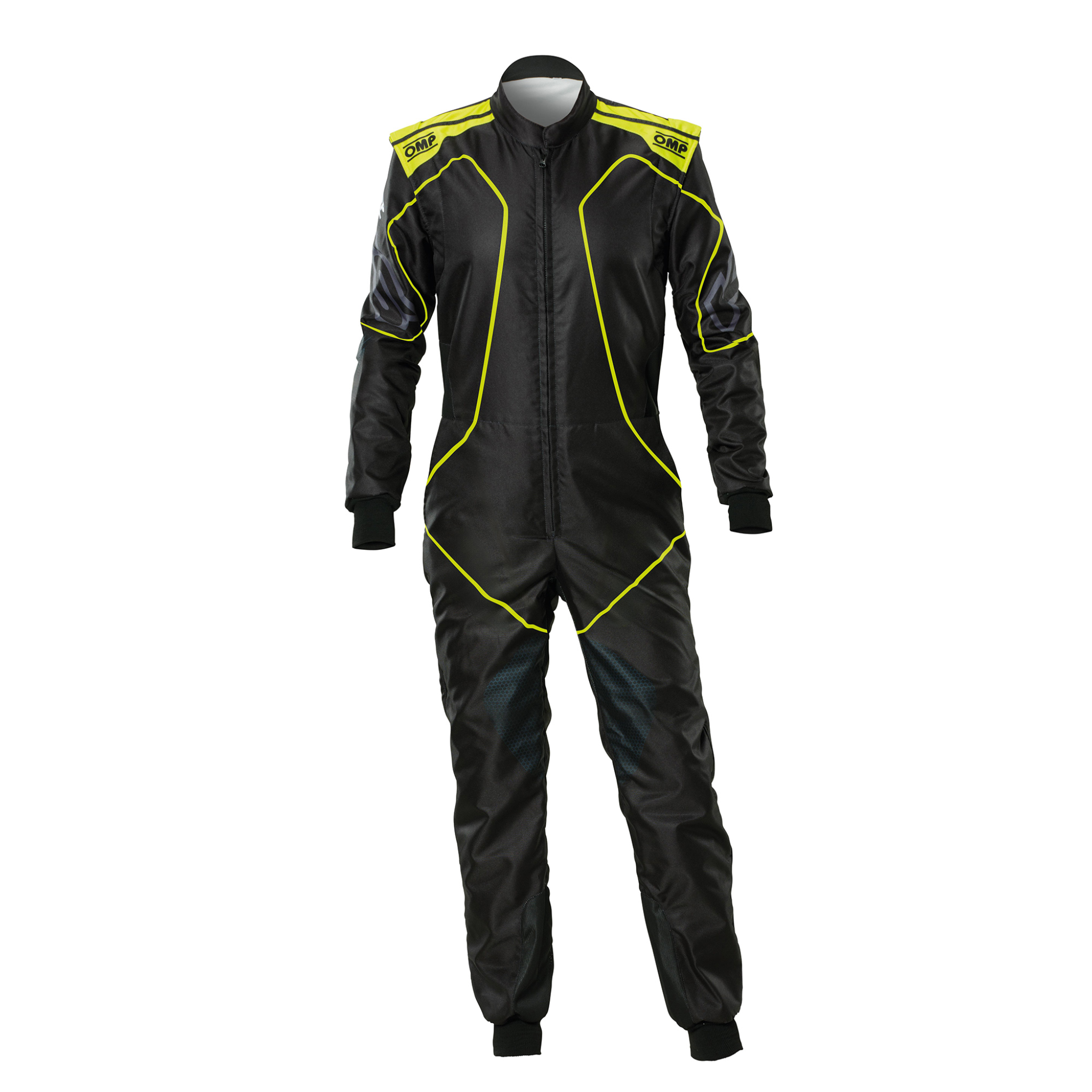 The black and yellow OMP KS-3X Art Style-2 Kart Racing Suit.